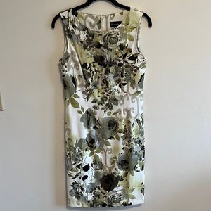 White/Green Floral Sheath Dress